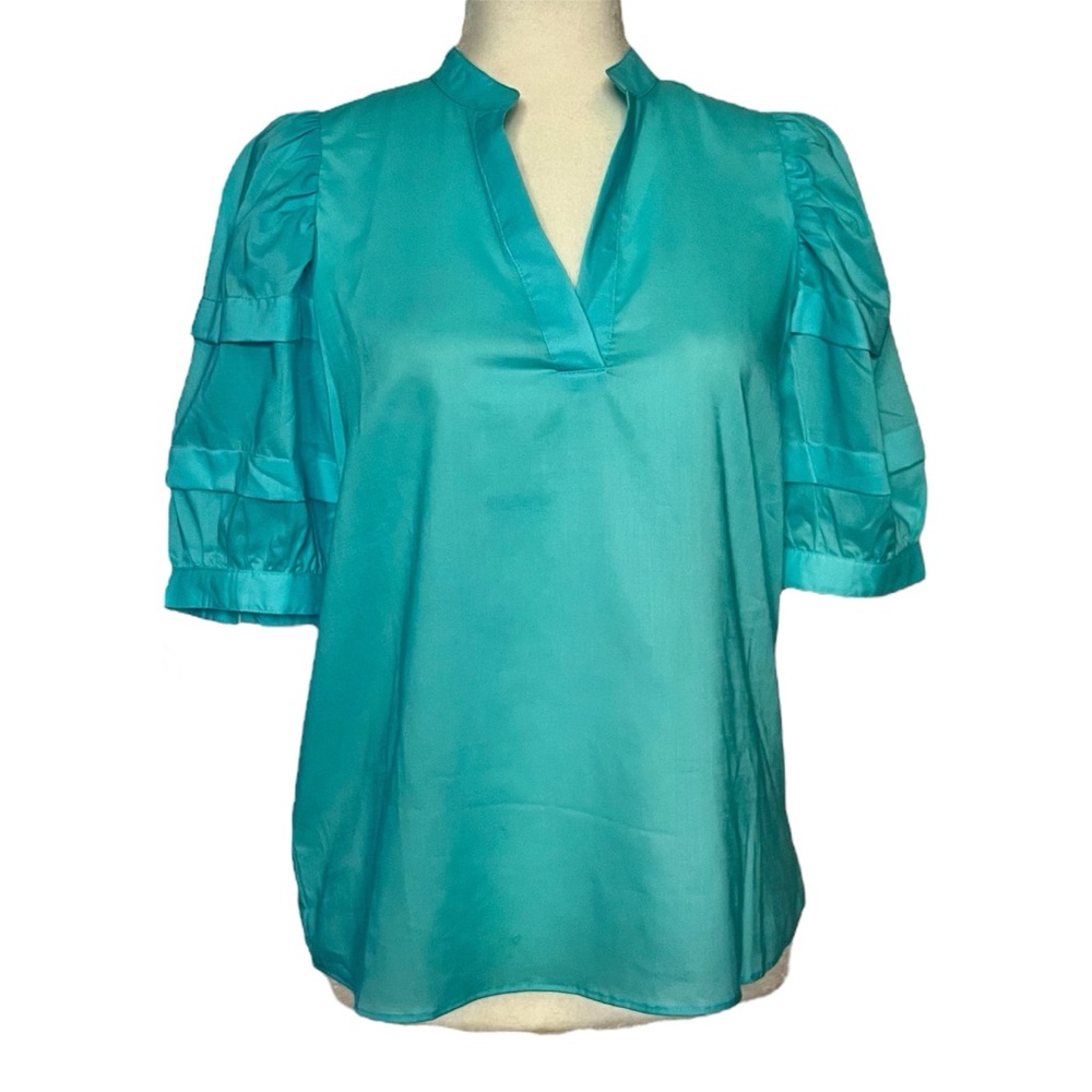 Ann Taylor Split Neck Puff Sleeve Top Size SP